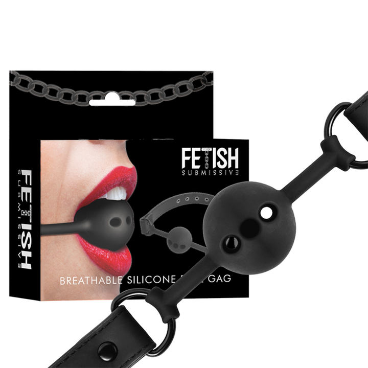 BREATHABLE SILICONE BALL GAG - NOIR