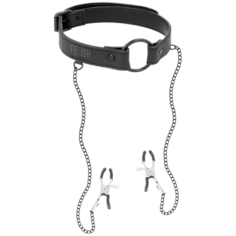 O RING GAG & NIPPLE CLIPS - NOIR