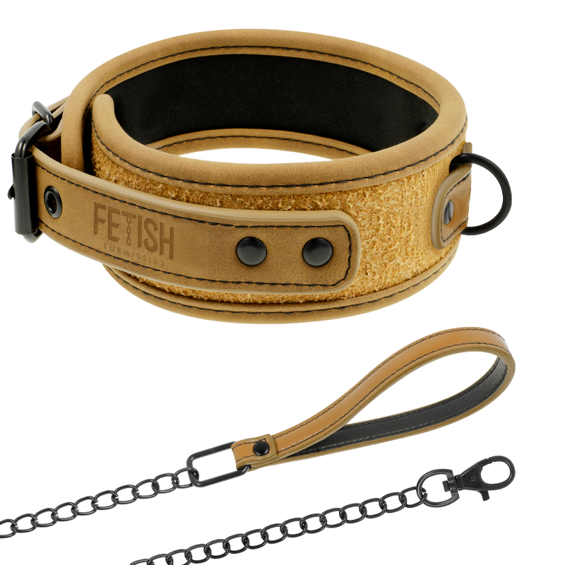 COLLAR & LEASH - BRUN